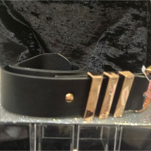 Juicy Couture Gold Logo Three Bar Belt- Black main image 4